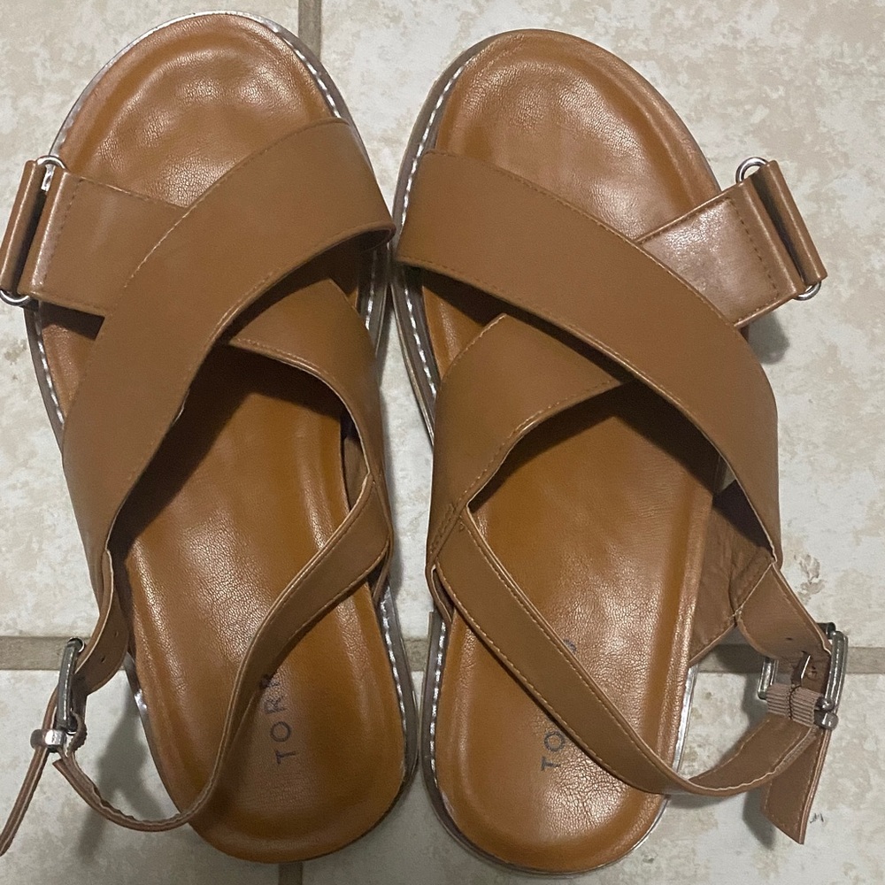 Torrid Tan Cross-Strap Sandals